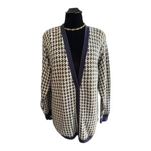 Vintage Oversized Lizsport Houndstooth Cotton Cardigan